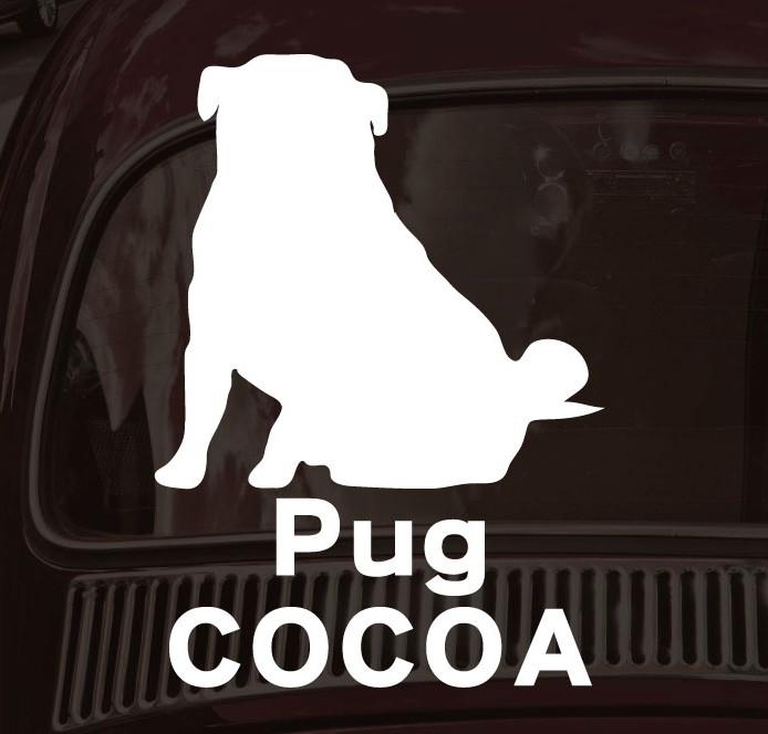パグおすわり_オリジナルペットシルエットカーステッカー_犬グッズ_名入れ_PET-TEP_ENT_099_1471枚目の画像